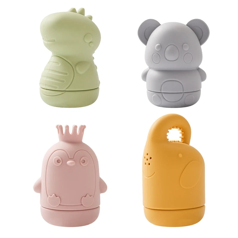 Baby Bath Toys Cute Cartoon Animal Swim Bathroom Toys Toddler Water Baby Silicone Sprinkler Bathtub Animal Toy Infant Kids Boys