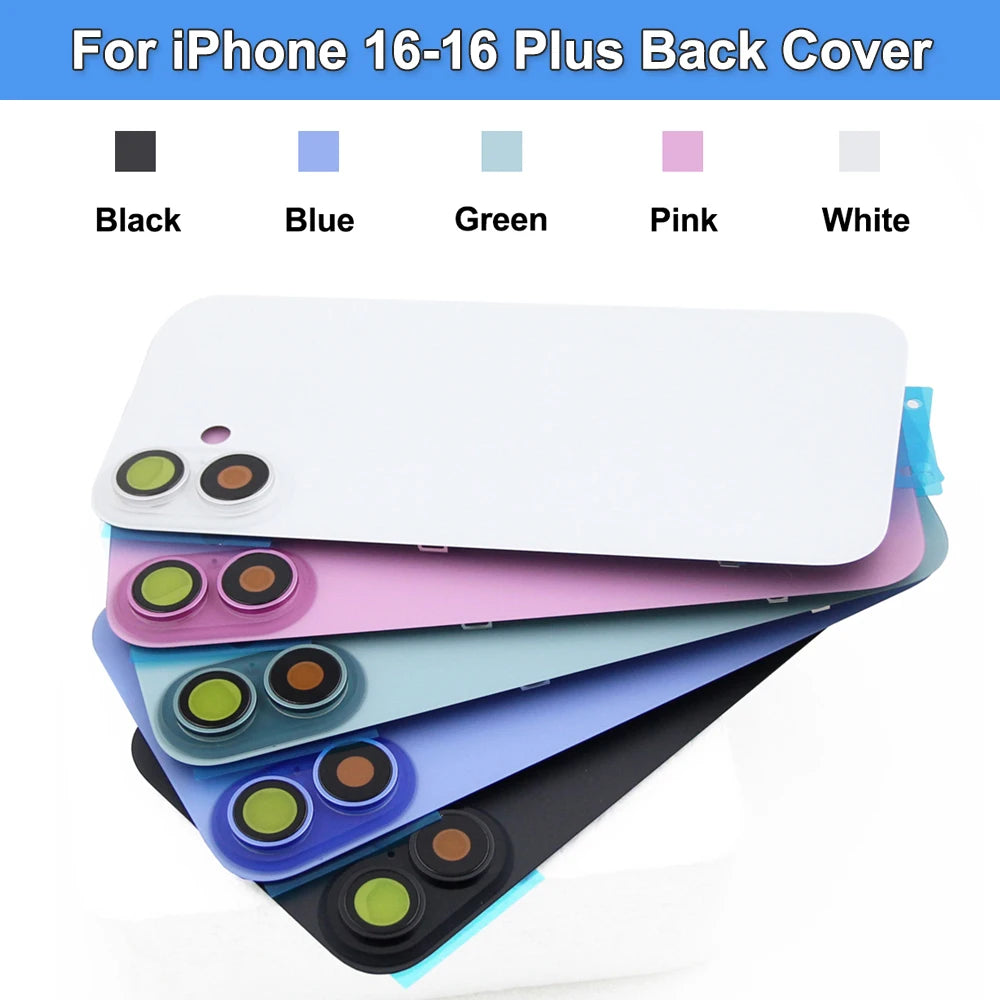 For iPhone 16 Battery Back Cover with Camera Lens Phone Rear Housing Case Replacement Part iPhone 16 Plus Back Cover Glass