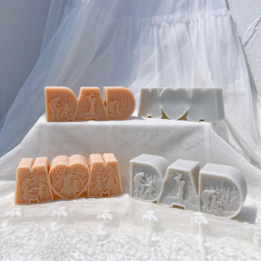 DAD MOM Candle Mold MAM Letter Soy Wax Silicone Mold Father's Day Gift Mother 's Day Home Decoration