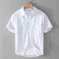 Summer Men's Casual Short Sleeve Comfortable Shirt 100% Cotton Sold Color Loose Simple Male Workwear Versatile Youth Fresh Shirt
