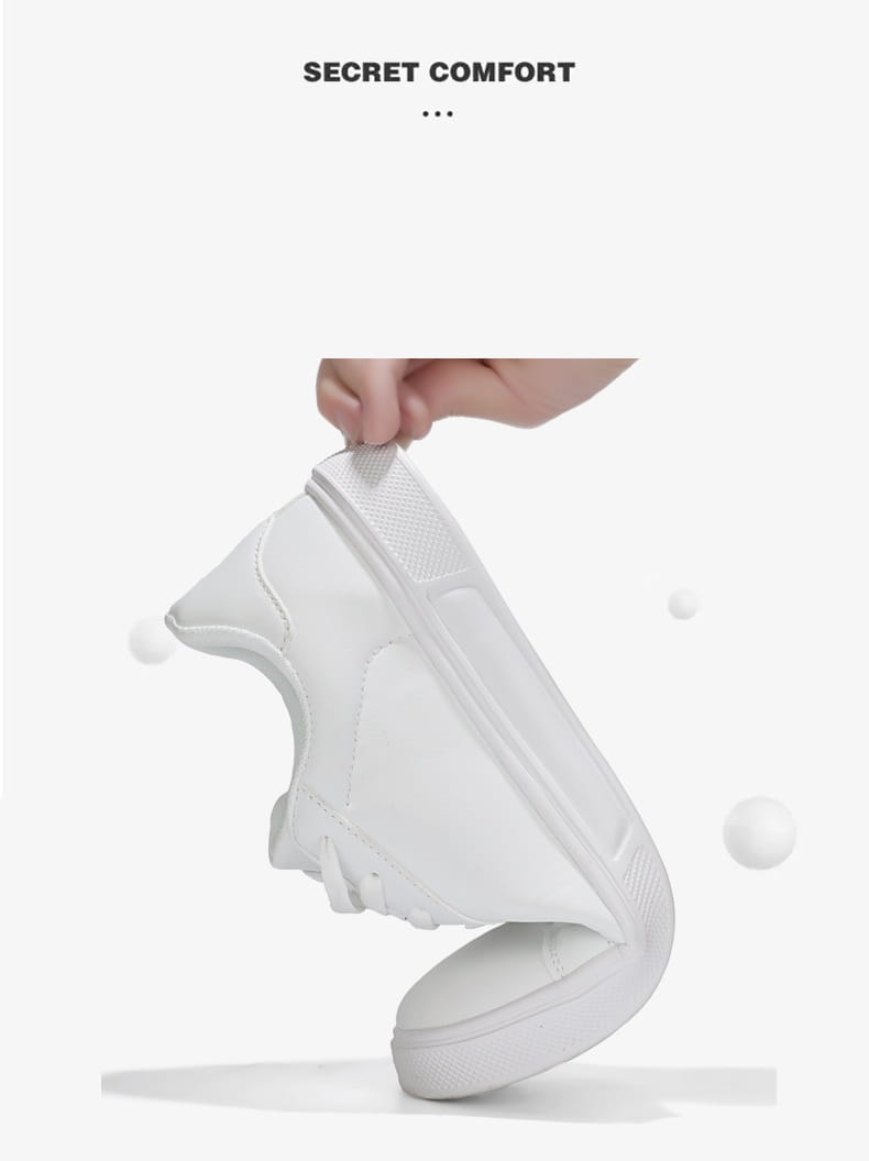 Weißer Ledersneaker im Freizeitstil mit einem eleganten minimalistischen Design, dezenten Ziernähten und leichter Verarbeitung, ideal für Sport und den Alltag.