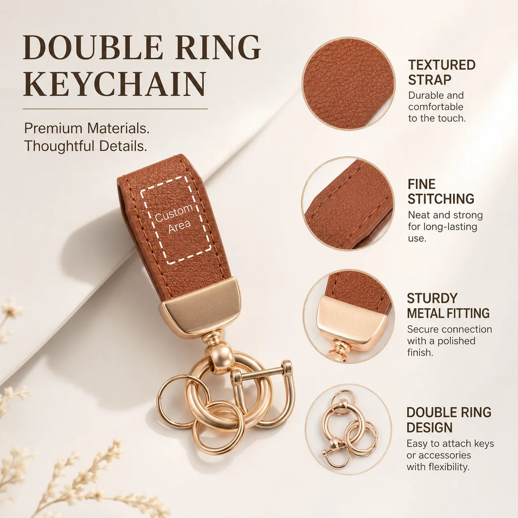 Custom Name Keychain Personalized Laser Engraved Double Rings Key Holder for Pendant Anti-lost Customized Name Key Chain
