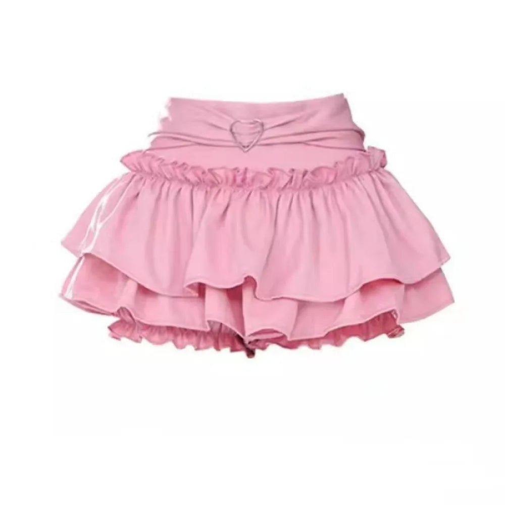 Skirts Women Ruffles A-line High Waist Chic Design Unique Korean Fashion Streetwear Gothic Summer Sweet Hot Girls Prevalent Y2k