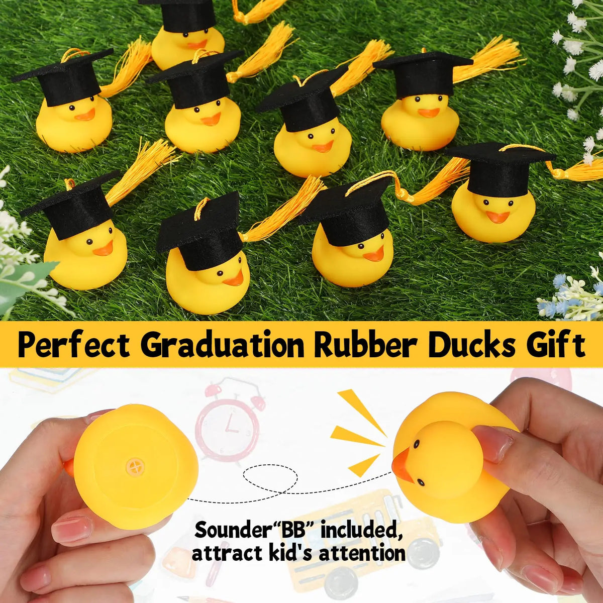 24/48Pcs Graduation Rubber Ducks with Grad Cap Rubber Duck Graduation Party Duck Graduation Cap Duck for Student Graduation