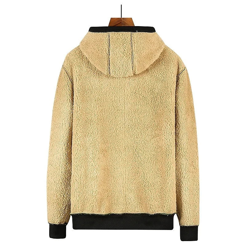 Men's Heavyweight Sherpa Fleece Lined Jackets Coats Windproof Zip Up Hoodie Winter Warm Hooded Sweatshirt Outerwear Outfits Tops