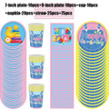 New Disposable tableware set Strap Pants Birthday Party Tablecloth Early Education Children's Party Desktop Supplies