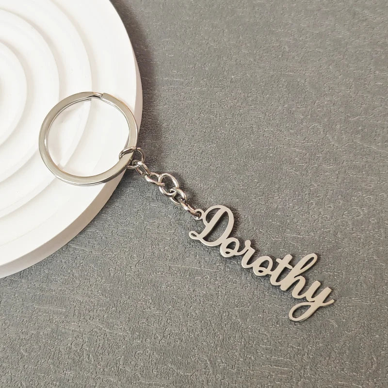 Customized Name Keychain Pendant Personalized Fashion Stainless Steel Family Keychain Jewelry Baby Birthday Gift Boyfriend