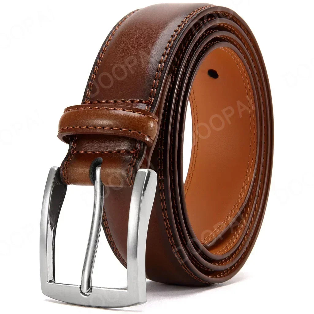 Men Belts High Quality Genuine Leather LONG Large Pin Buckle Metal Automatic Buckle Male Belts Strap Male