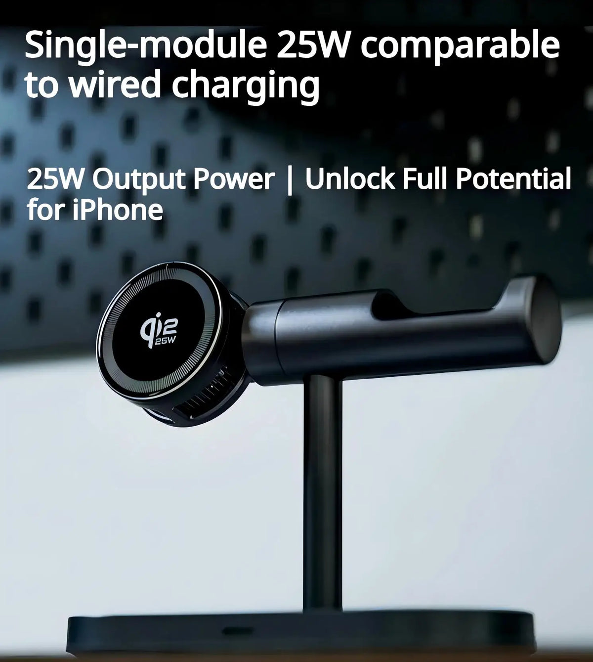 25W Qi2.2 Magnetic Wireless Charger with Cooling Fan & LED, 7-in-1 Fast Charging Stand for iPhone Watch AirPods