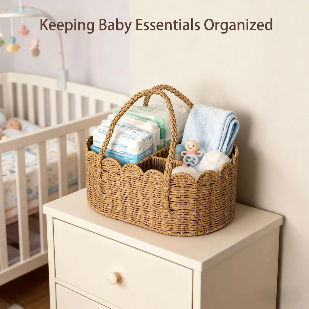 Portable Car Rope Storage Basket Baby Room Storage Box With Removable Dividers Car Diaper Organizer Bathroom Storage Basket