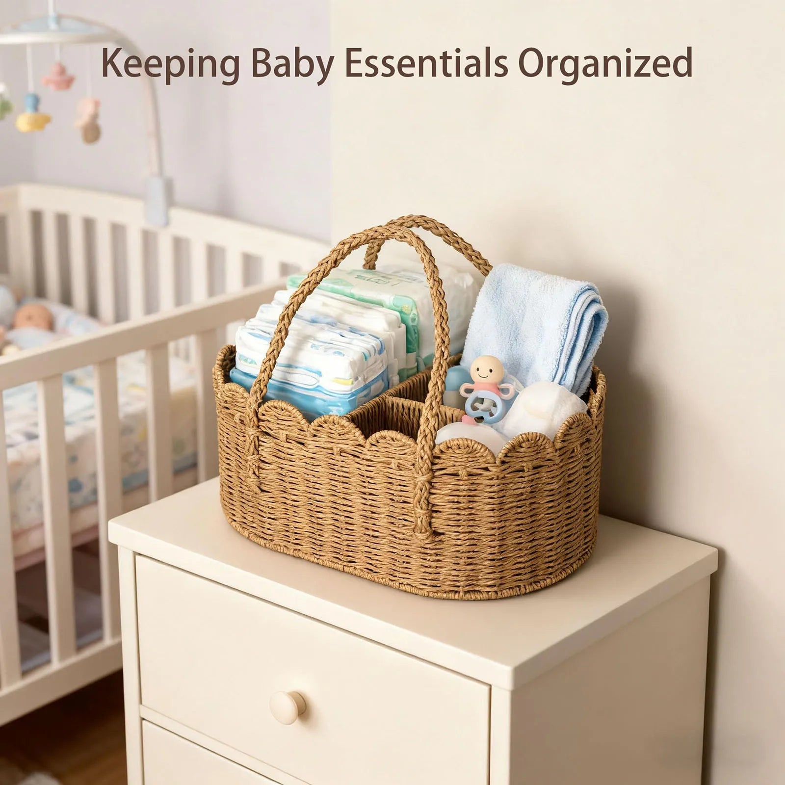 Portable Car Rope Storage Basket Baby Room Storage Box With Removable Dividers Car Diaper Organizer Bathroom Storage Basket