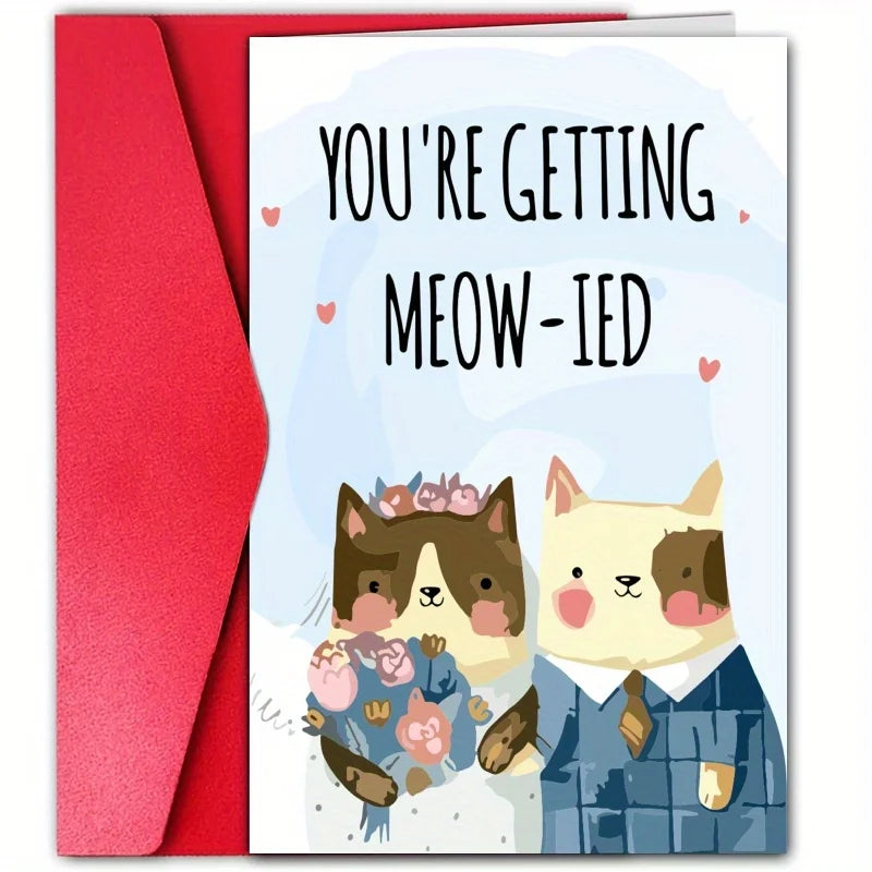 1PC Funny Wedding Anniversary Card Cute Cat Couple Greeting Card for Wife And Husband