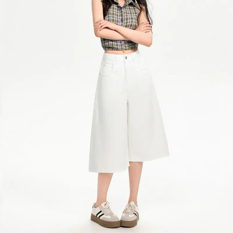 Korean Casual High Waisted Denim Shorts for Women Spring Summer Baggy Jeans Shorts Y2k A-Line Wide Leg Casual Jeans High Street