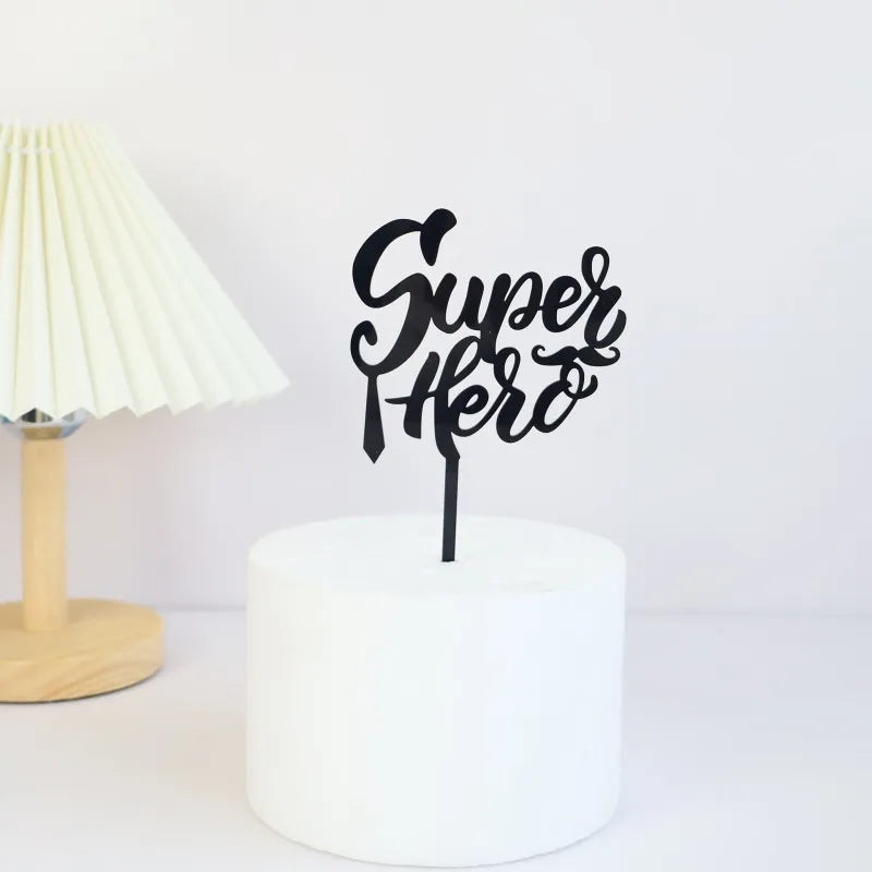 2023 New Father's Day Birthday Cake Topper Black Beer Super Dad Acrylic Cake Toppers Gift Father's Day Party Dessert Decoration