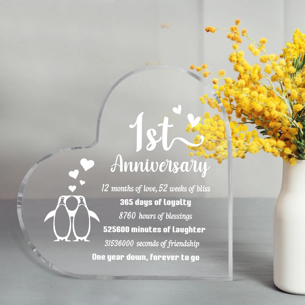 1 Year Anniversary Wedding Gifts for Him Her, One Year Anniversary Boyfriend Gifts, Penguin Couple Gifts 1st Happy Anniversary