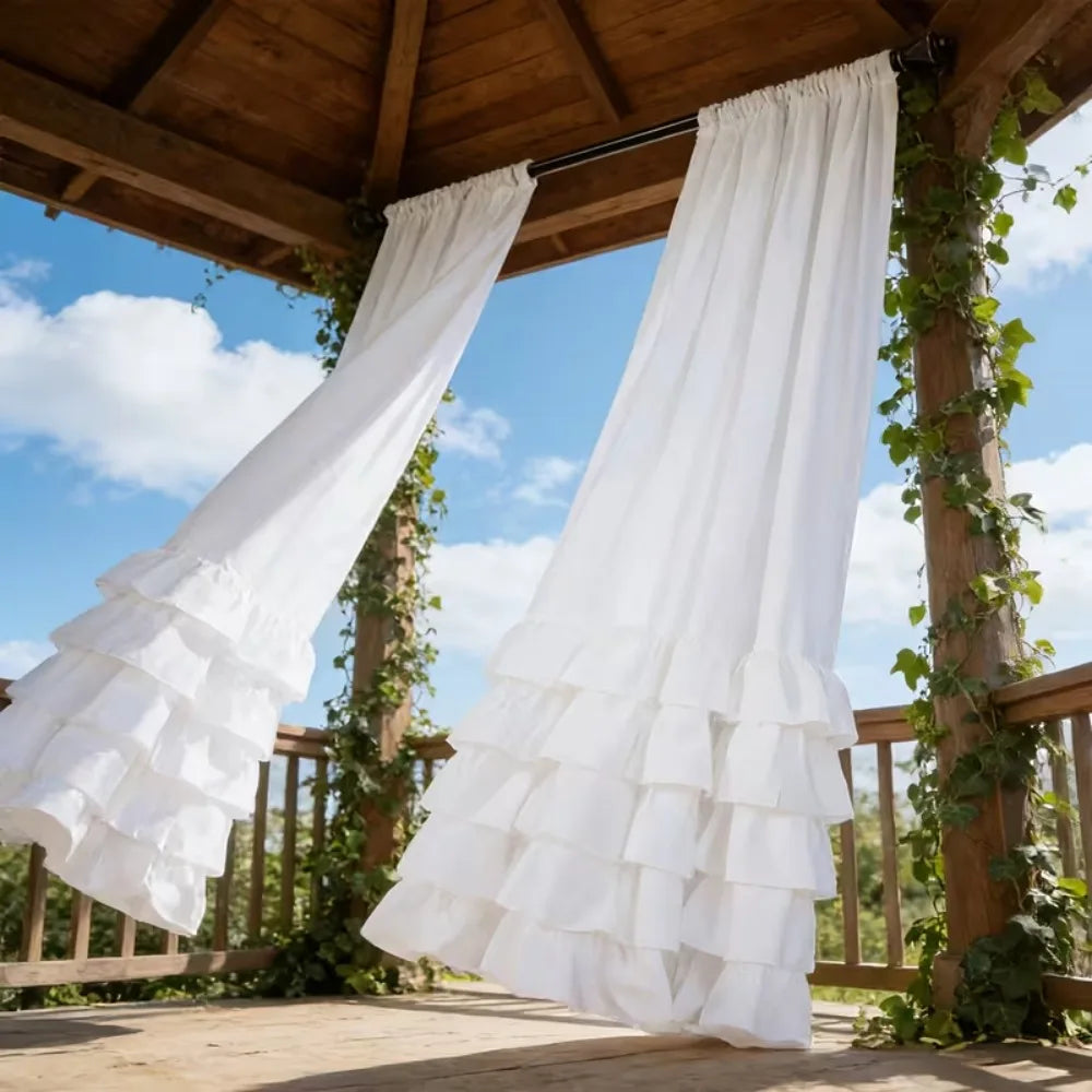 1/2pcs Intricate Pleated Ruffled Curtains, Pure Soft Washable Living Room Decor Drapes,Suitable for Door Curtains,Bedrooms 커튼