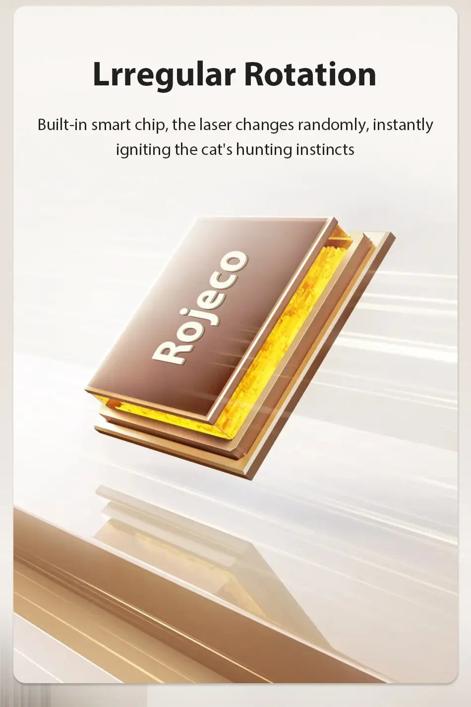 brown rojeco laser pointer with golden interior and sleek modern design shown from the front as an interactive laser cat toy for toys type use