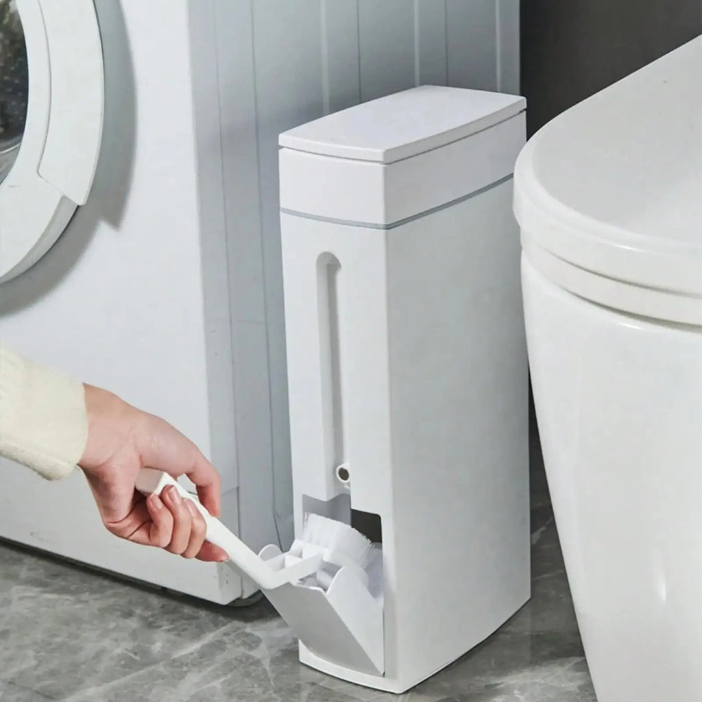 Bathroom Trash Can Bathroom Trash Can Toilet Brush Combo Save Space Small Trash Can Lid Bathroom Accessories Narrow Garbage Can