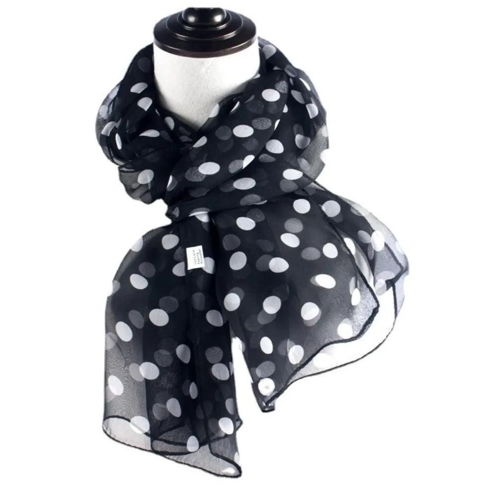 Shawl Soft Head Wraps Headband Neckerchief Hijab Scarf Polka Dot Scarf Ladies Women's Scarves Shawl Silk Scarf