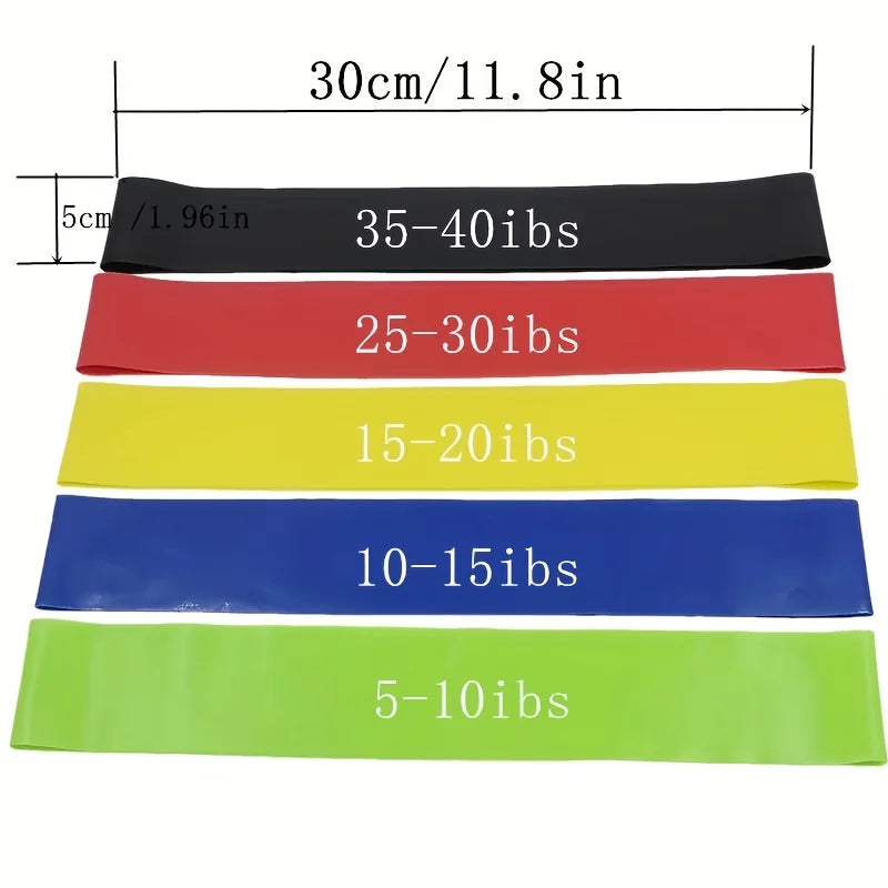 1 Set of 5 Yoga Resistance Bands, Suitable for Strength Training, Body Shaping, and Functional Training