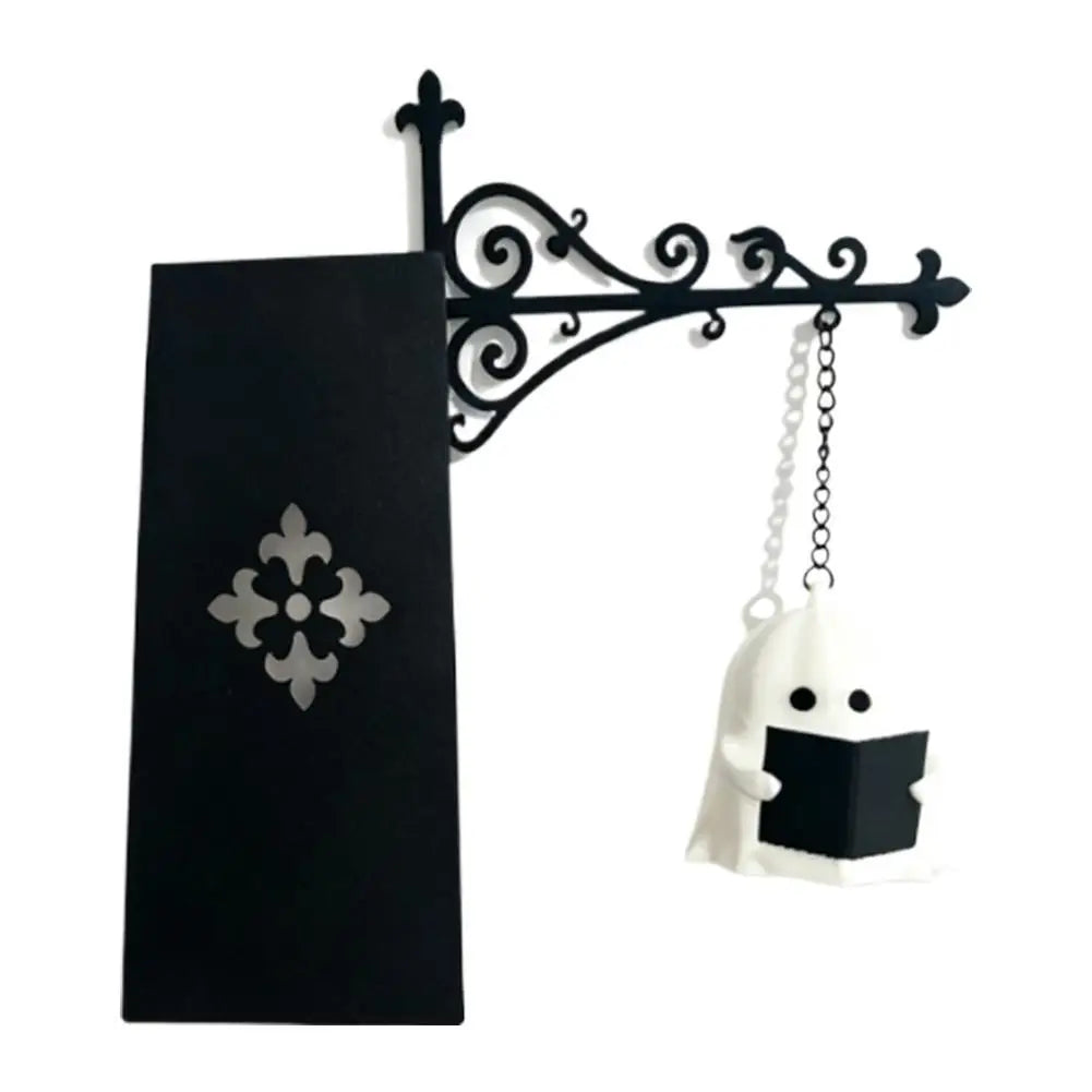 Ghost Bookshelf Lantern Vintage Hanging Mini Library Lamp Scrollwork Bracket Bookend Style Decor Light Warm Ornate Desk Lighting