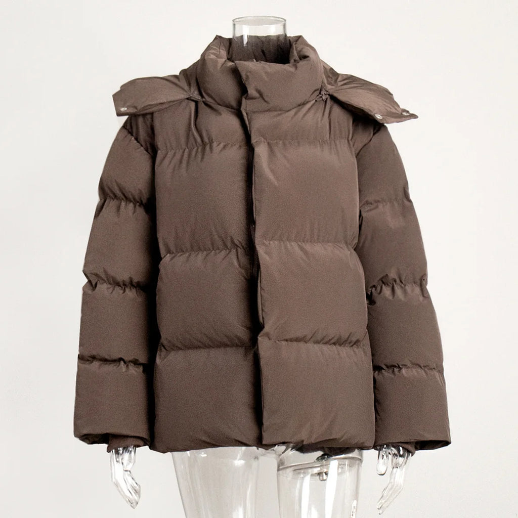 New Women Loose Cotton Padded Jacket Solid Hooded Parkas Coat Female Puffer Coat Winter Outwear
