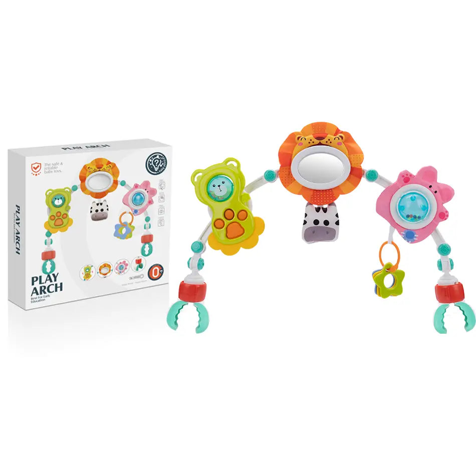 Jouets d’arche pour poussette de bébé en plastique colorés du centre d’activités marin, avec des jouets suspendus à thème animal et des miroirs pour le divertissement du nourrisson