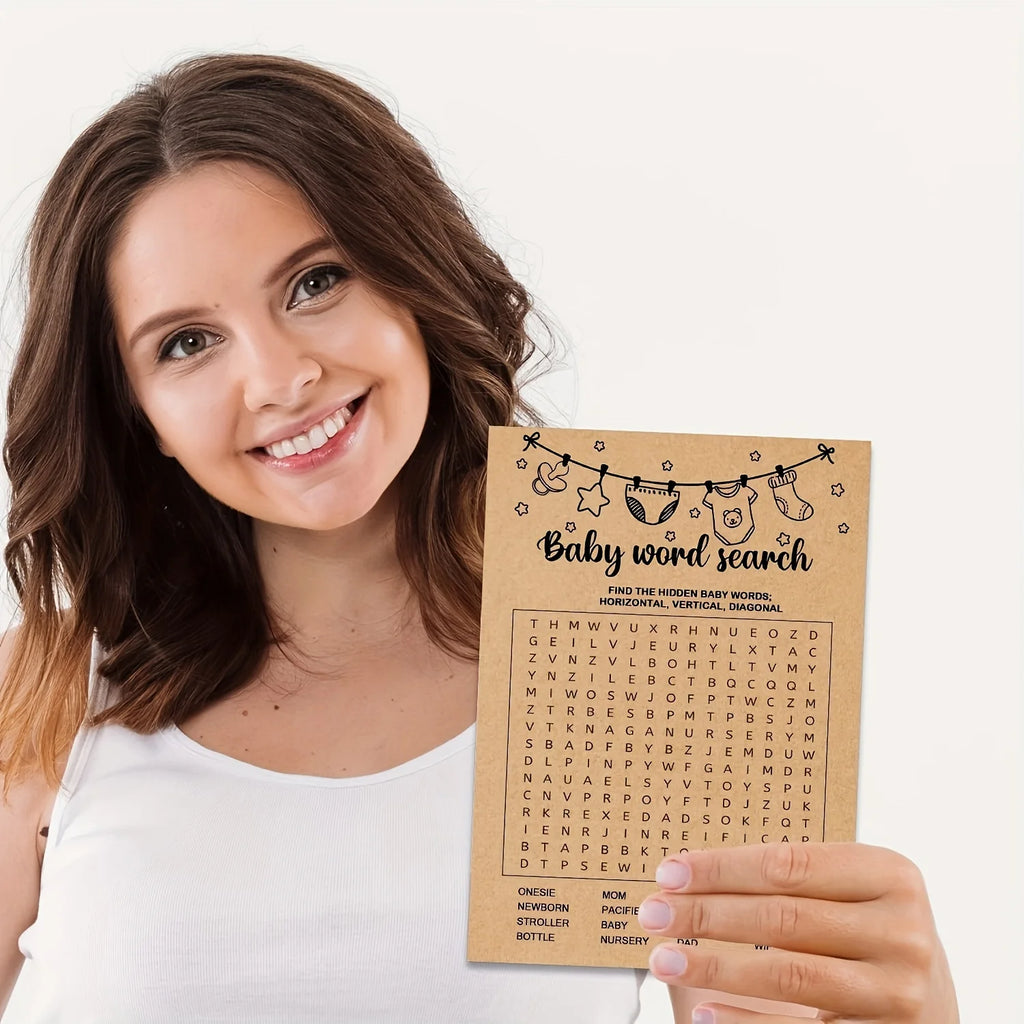 Baby Shower Game, Word Search Game Cards, Baby Shower Party Games Supplies & Activities, Party Activities Ideas Supplies, Baby