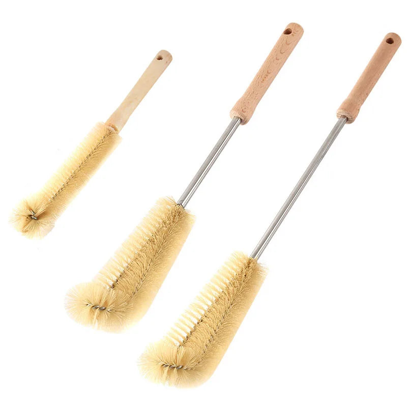 Kitchen Cleaning Tools Drink Bottles Glass Scrubbers Cleaning Brush Wooden Bottle Cleaning Brush with Long Handle