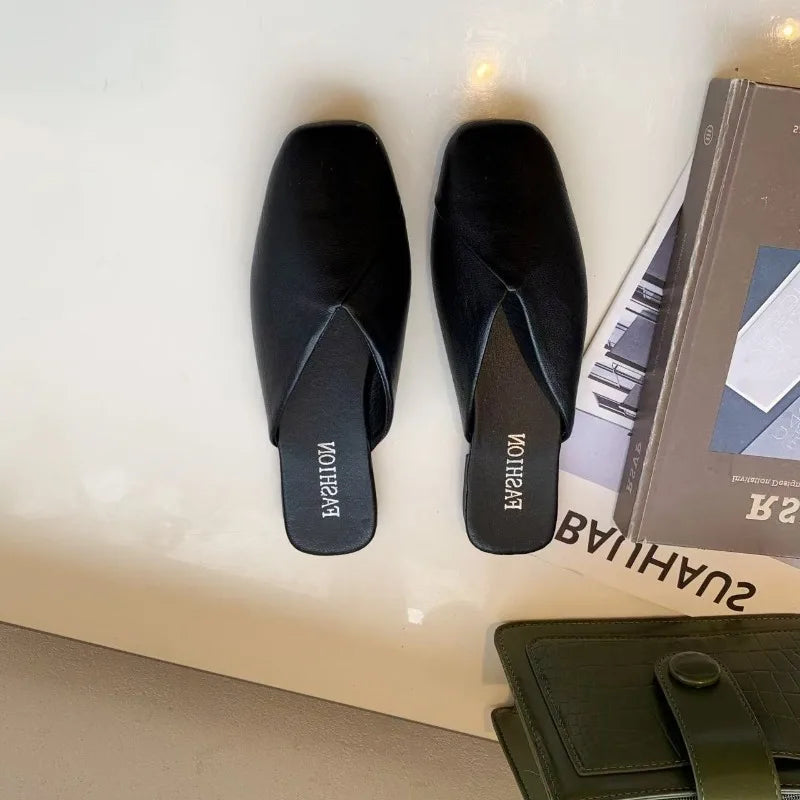 Sandals Female Slippers Women Fashion Flat Casual Mules Square Toe Sandals Women Flat Outdoor Walking Slides Zapatillas