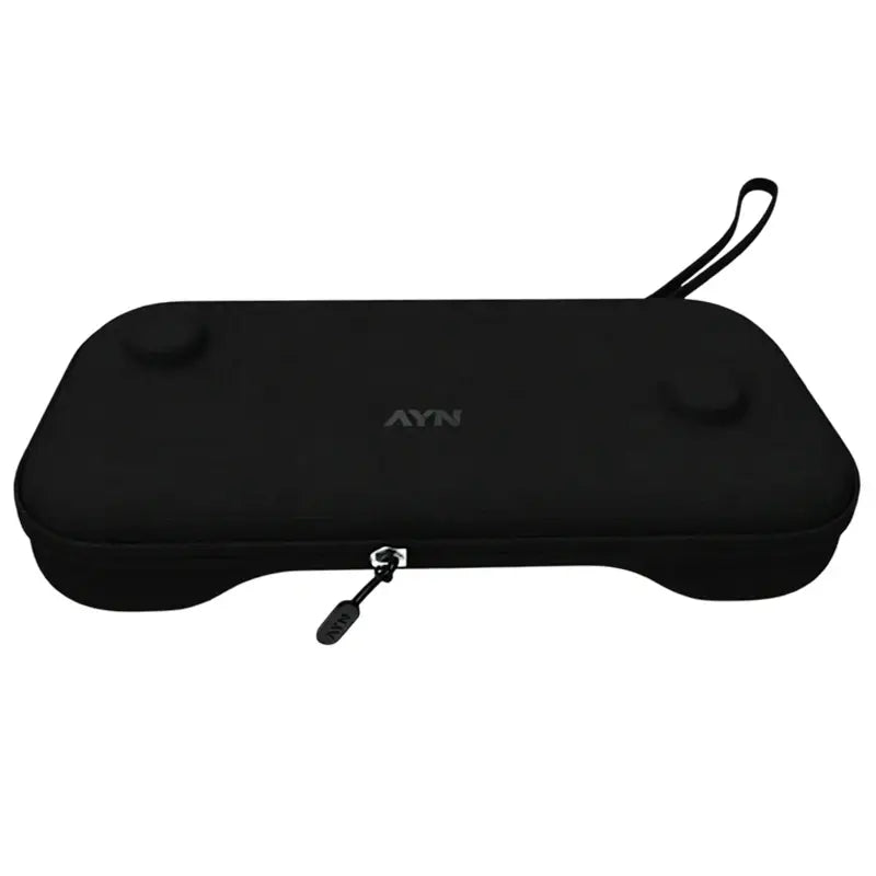Black ayn branded ayn odin 3 tpu grip protective shell and case in black features molded contours for joy-con controllers and a detachable wrist strap designed to fit a Nintendo Switch console.