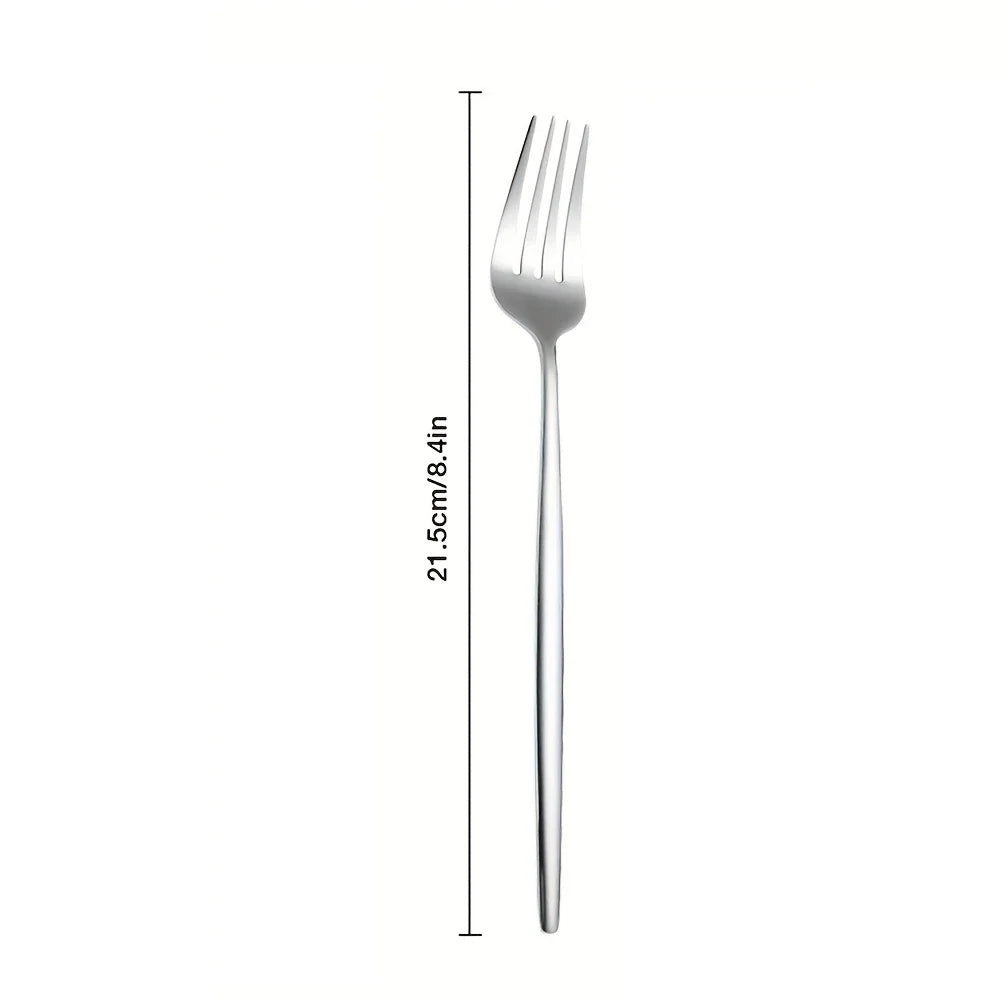 8Pcs Table Dinner Fork Stainless Steel Dessert  Fork Tableware Forks Set Black Cutlery Dinnerware Kitchen Accessories