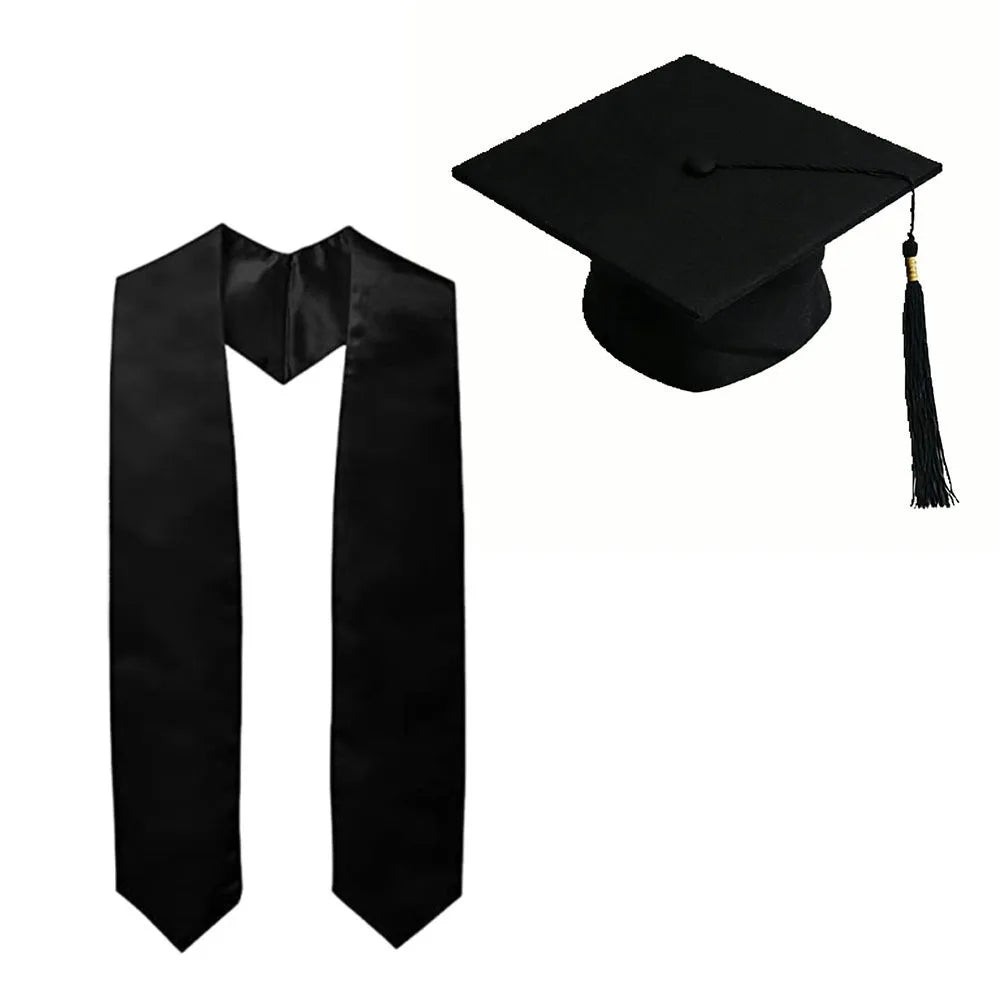 Solid Color Graduation Season Set Bachelor Cap Doctor Cap Graduation Sash Shawl Shoulder Shawl Satin Fabric