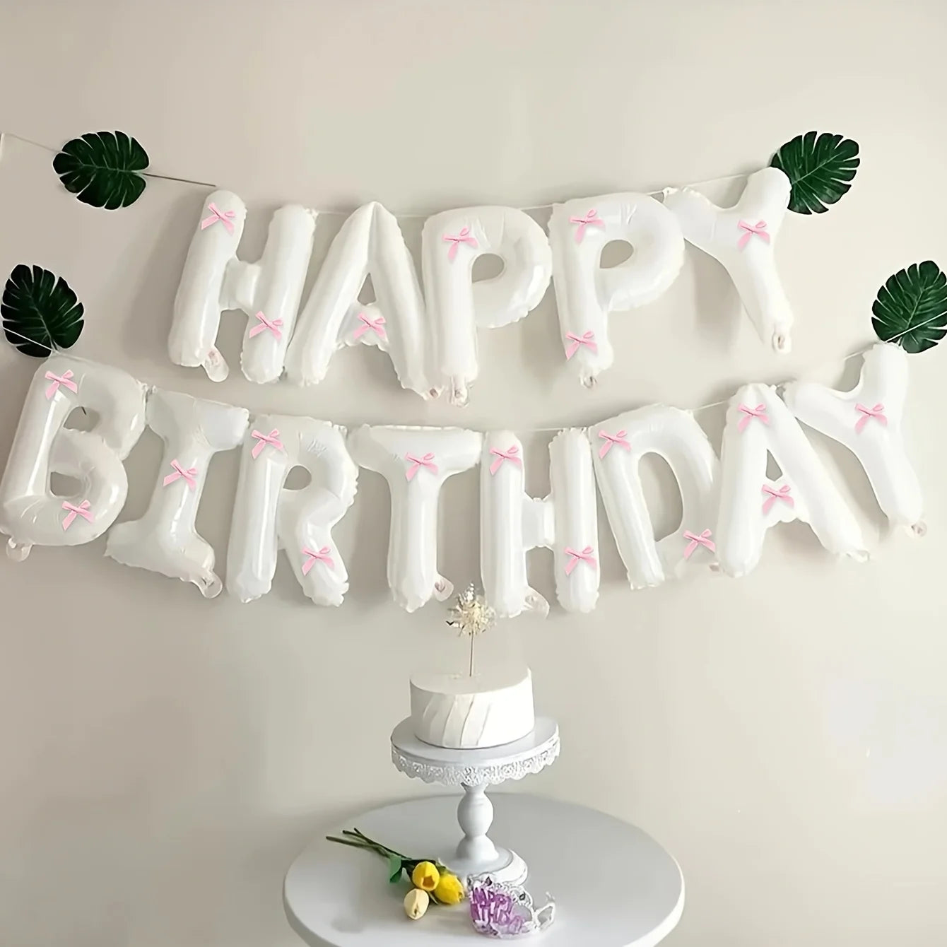 1Set Black White Happy Birthday Pink Bow Balloon Set Birthday Party Decoration Baby Shower Globos Gift Supplies Letter