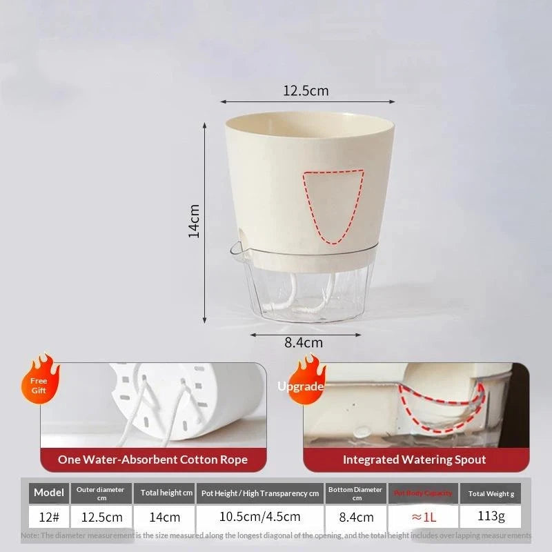 Self Watering Plant Pots Indoor Modern Plastic Planters For Orchid Succulent Herb Flower Home Office Decor