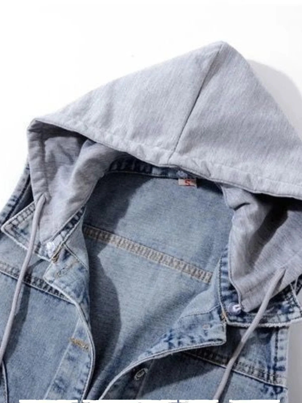 Casual Short Sleeveless Denim Vest Women's Hooded Jacket Casual Loose Fit Button up Pure Color Versatile Summer Outerwear