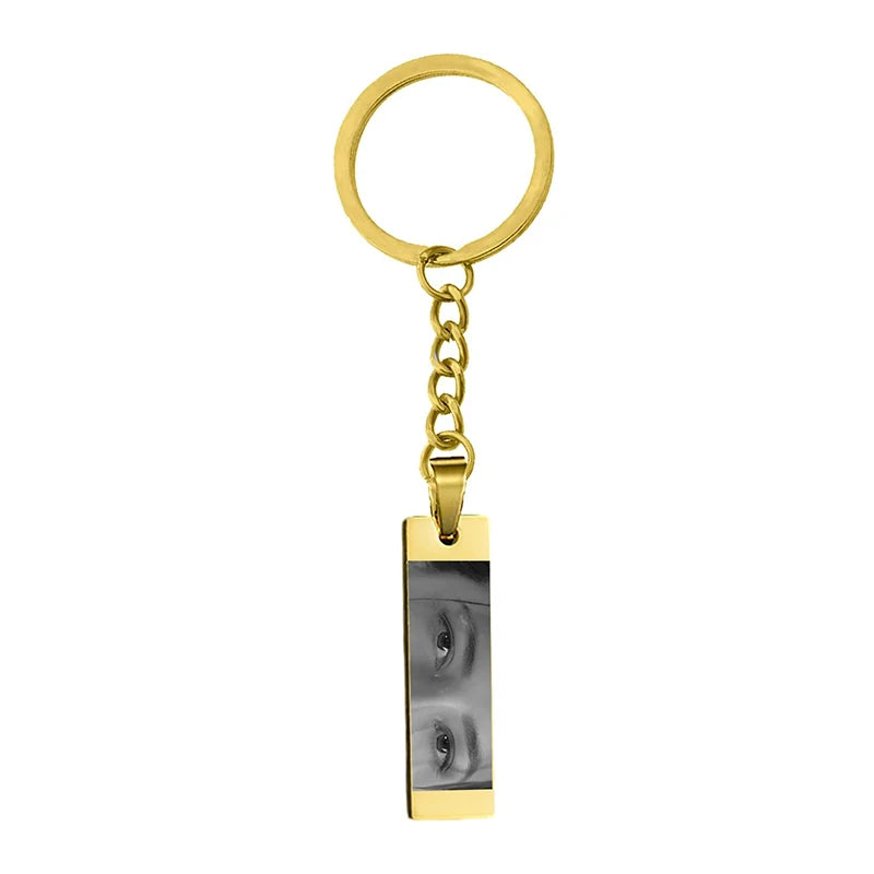 Custom Picture Keychain Personalized Engraved Text Eye Keychain Customized Name Eyes Photo Key Chain Jewelry Gifts for Lover