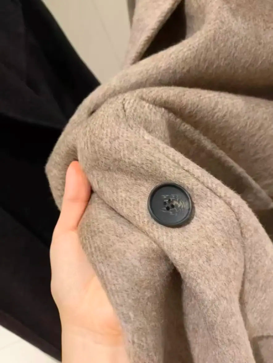 Original high-quality 2026 new style women's double-breasted loose woolen overcoat with 53 wool blend