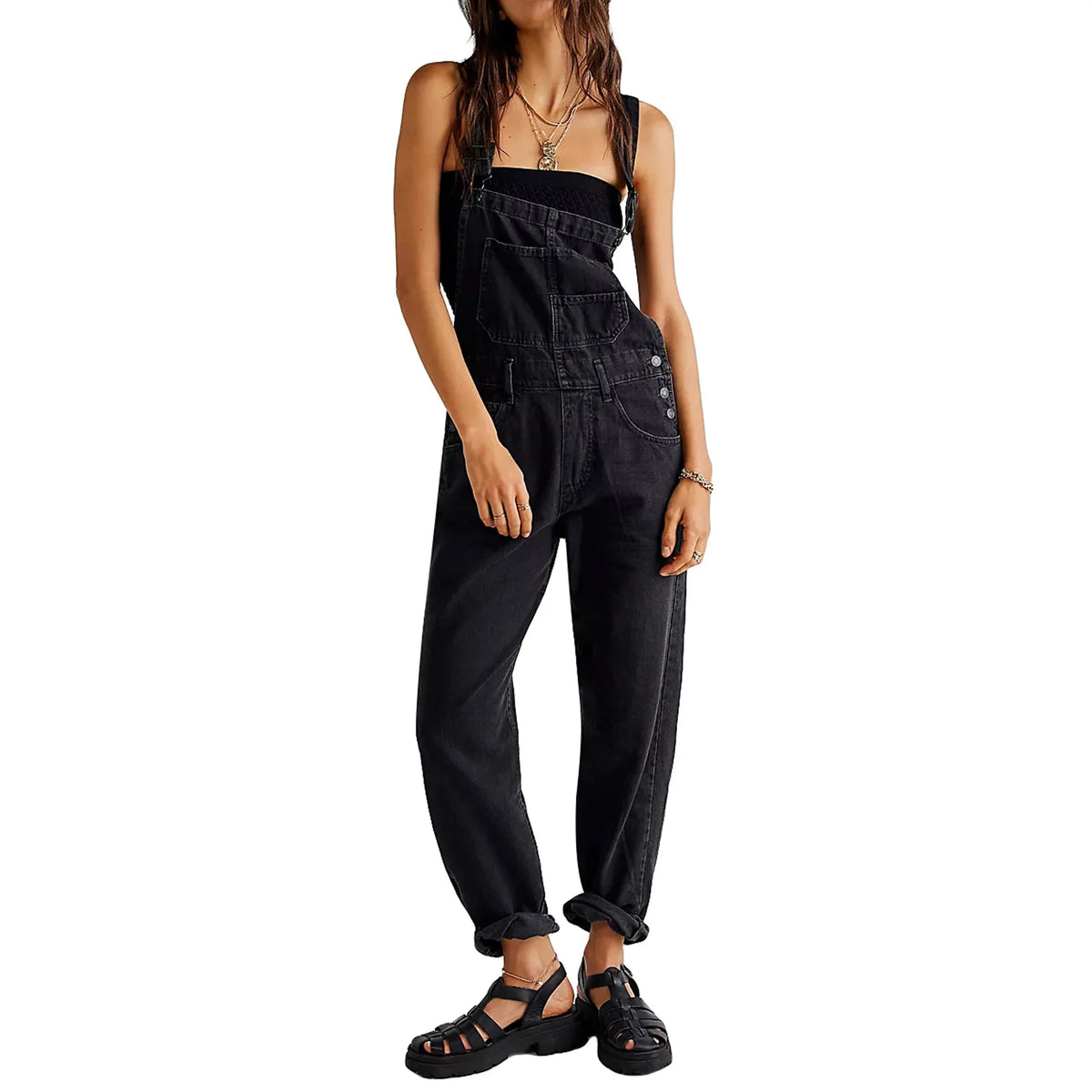 2026 Casual Wash Loose Denim Overalls Women's Denim Overalls