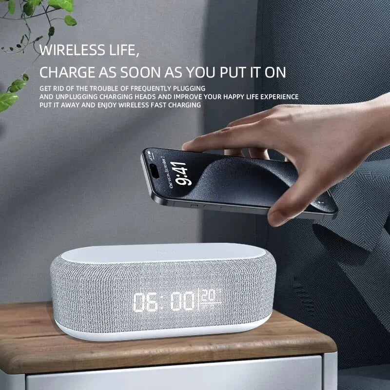 30W Wireless Chargers Pad Stand Phone Fast Charging Dock Alarm Bedroom Lamp Night Light Desktop Clock Temperature Thermometer