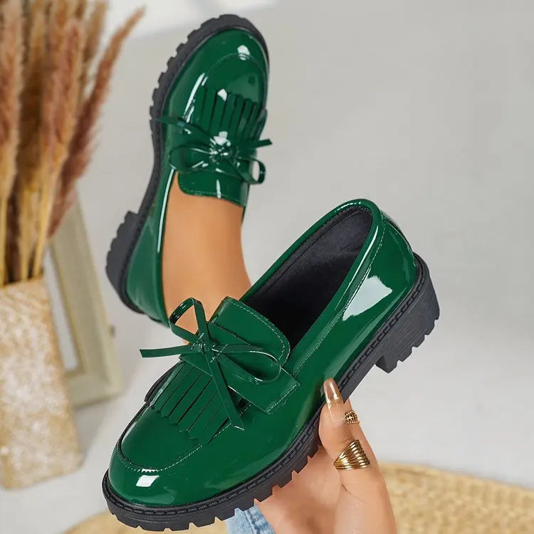 2026 Loafers for Women Platform PU Leather Casual Shoes Woman Spring New Comfort Tassel Slip on Flats Single-shoe