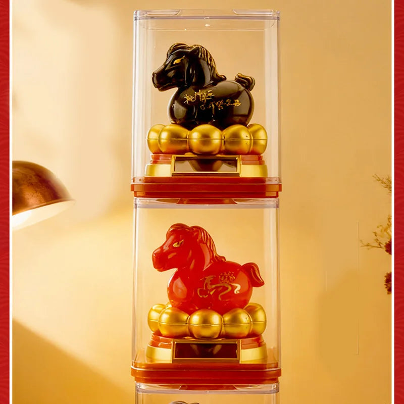 New Year of the Horse Figurines Chinese Solar Energy Swing Lucky Pony Desktop Ornament Home Car Decoration New Year gifts