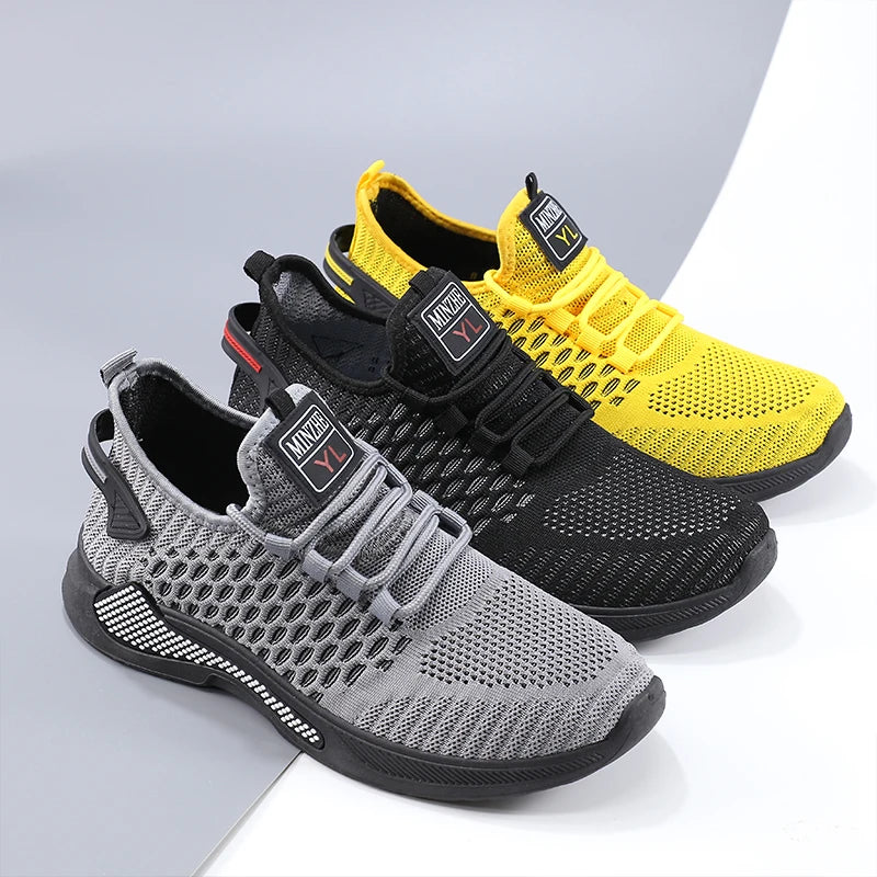Men's Casual Sneakers with Breathable Mesh Slip-On Design - Durable Soles, Mid-Top Design Suitable for Hiking, Outdoor Activities, and Everyday Wear. Comfortable Shoes for Spring, Summer, and Autumn. Casual Sneakers for Home