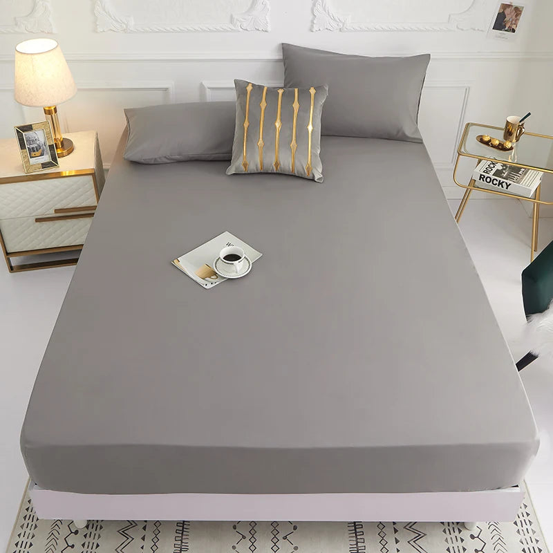 1 piece of solid color bed sheet for bedroom 100%Polyeste Elastic Band Around bedding Fitted Sheet Only (excluding pillowcases)