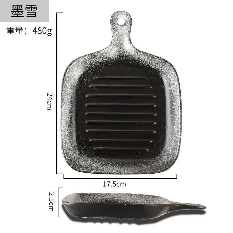 Ceramic tableware wholesale Ceramic tableware  High value Western food plate Baking Handle  Porcelain  Square plate Dinner plate