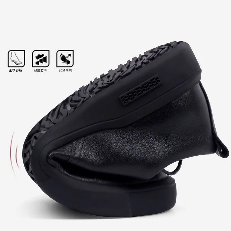 Black Men Dress Casual Shoes British Fashion Round Toe Breathable Soft Sole Comfortable Lace Up