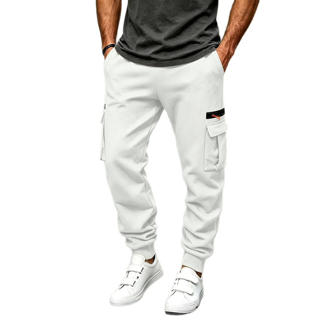 Men's Cargo Pants 2026 New Casual Loose Autumn Winter Straight Baggy Pants Multi-Pockets Solid Color Pinting Sweatpants
