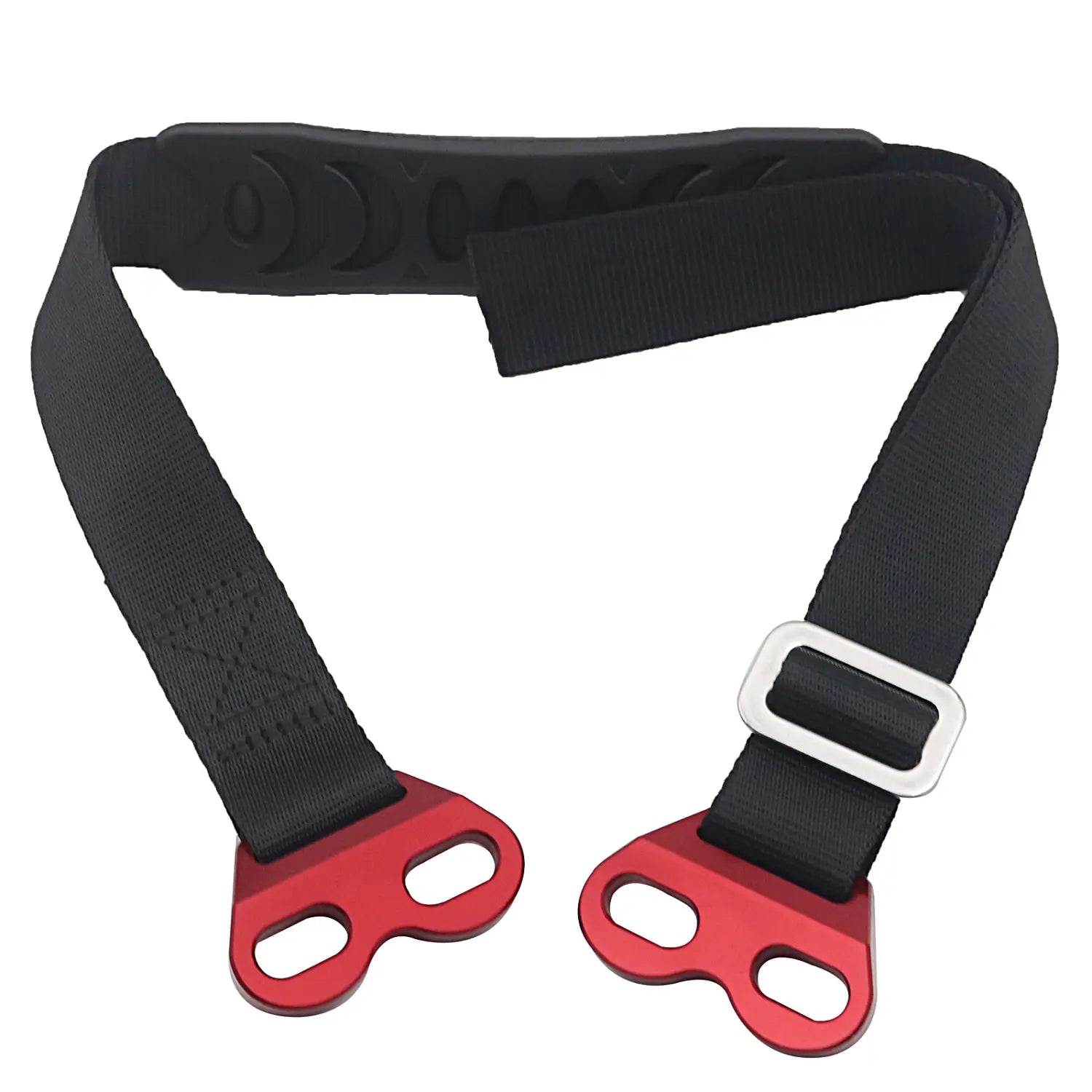 Roter Aluminium-Karabiner-artiger Gurt mit schwarzem Gurtband und silberner Schnalle für Dirtbike-Abschleppgurt-Set Vorder- und Rückholriemen.