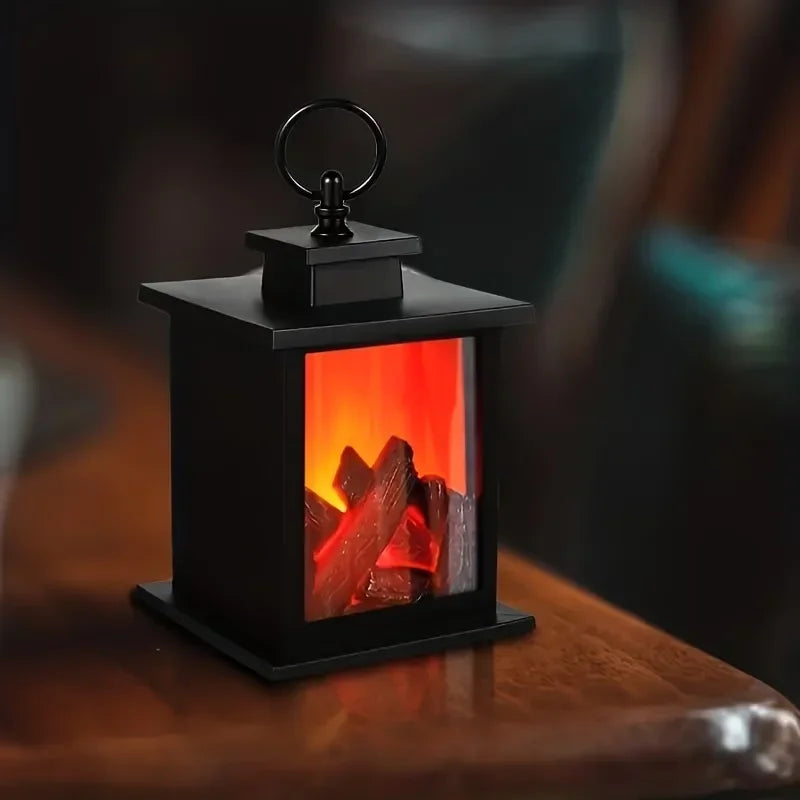 LED Fireplace Lamp Realistic Flame Effect Vintage Battery Powered Room Holiday Light for Christmas Halloween Decoration