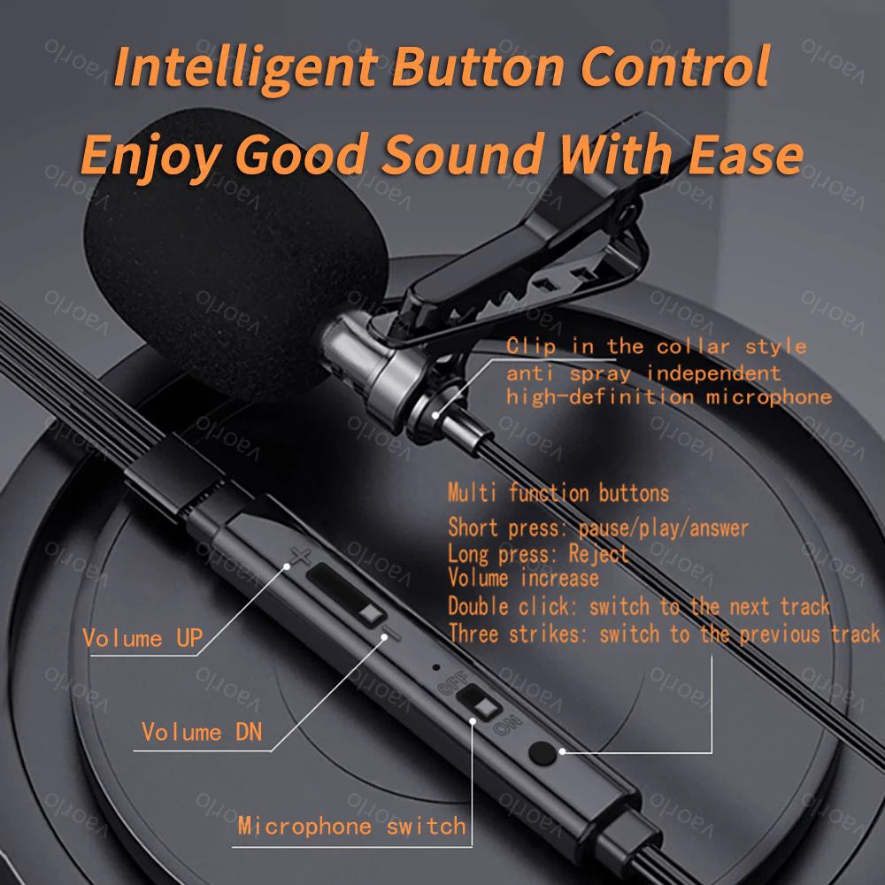 2Meters Live Streaming Karaoke Wired Earphones 9D HiFi Heavy Bass Dual Mic Headsets 3.5mm AUX/Type-C Digital Chip In-Ear Earbuds